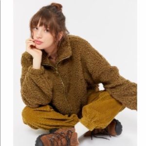 UO Willow Fuzzy Drawstring Teddy Jacket